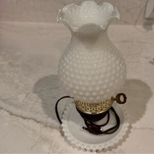 Vintage White Hobnail Glass Lamp